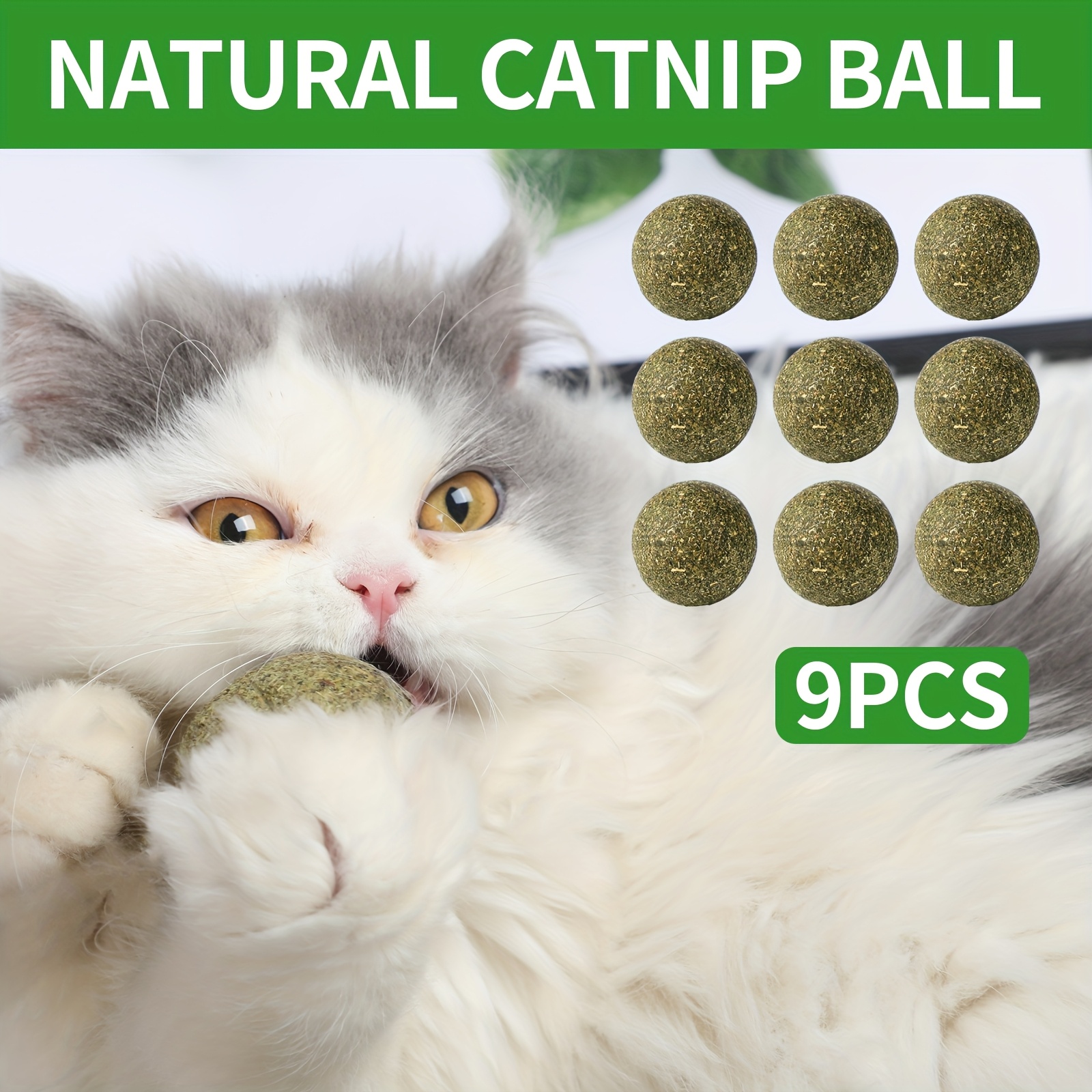 TEMU 9pcs Catnip Balls, Safe And Healthy Chewing Toys For Kittens, Teeth - Cleaning And Wall - Gnawing Snacks, Edible Cat - Licking And Kitten - Chewing Products