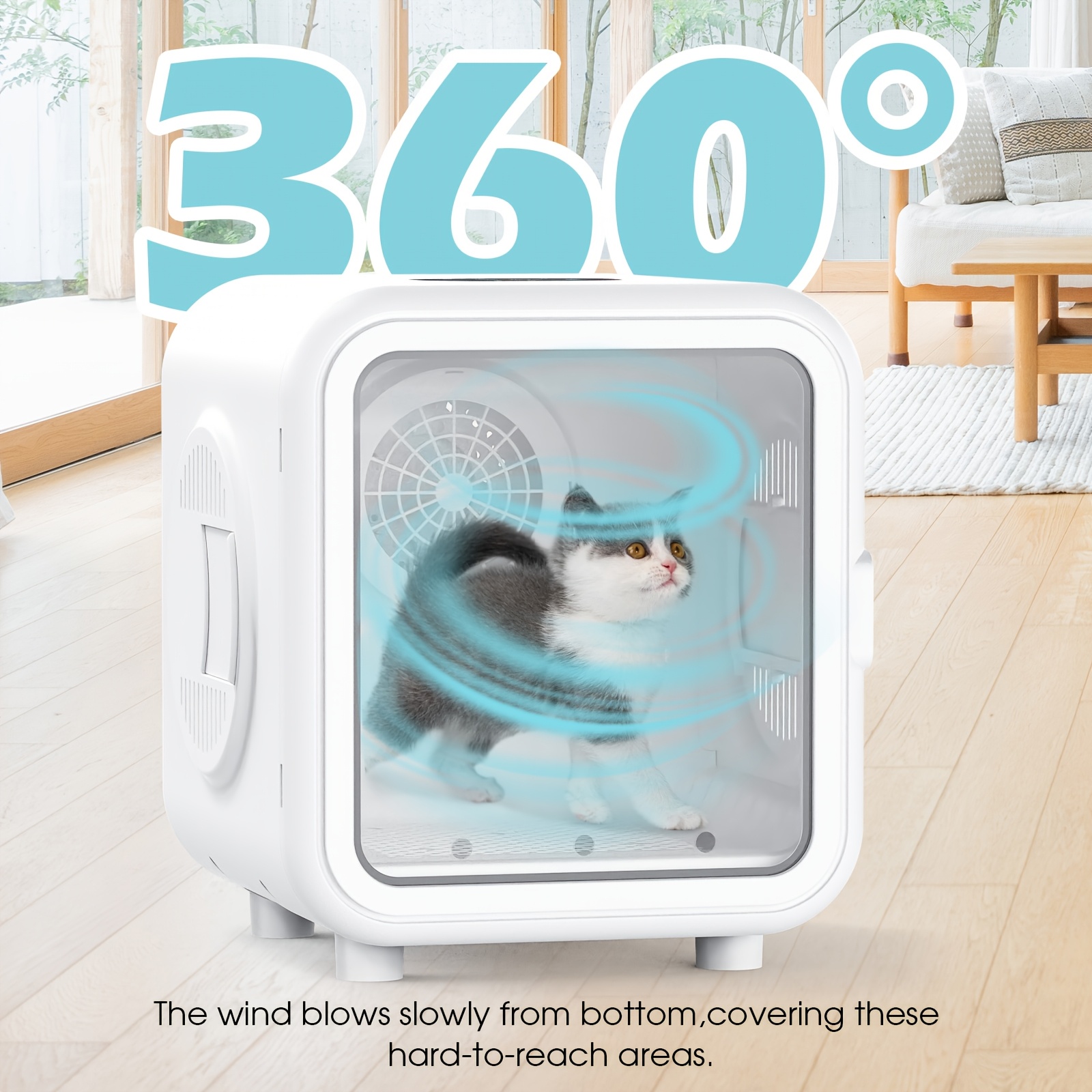 Cobuy Pet Dryer Box 68L, 15Min Fast 360° Drying, No More Pet Scared of Blower, 5 Modes for Cats Small Dogs - Image 7
