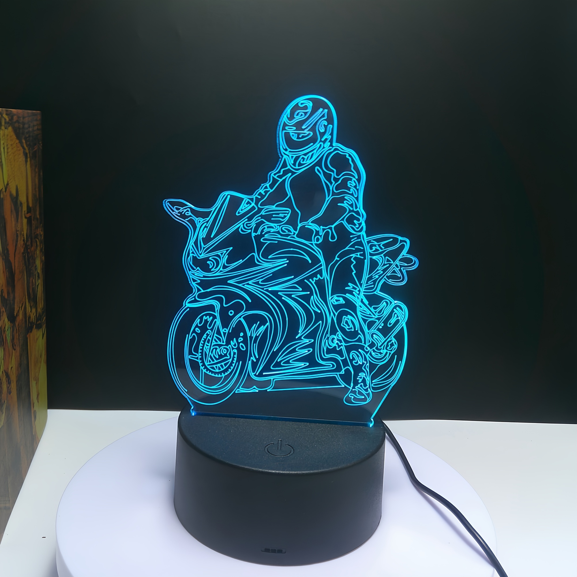 1 Lámpara Diseño Motocicleta Luz Nocturna Luz Led Ilusión 3d - Temu