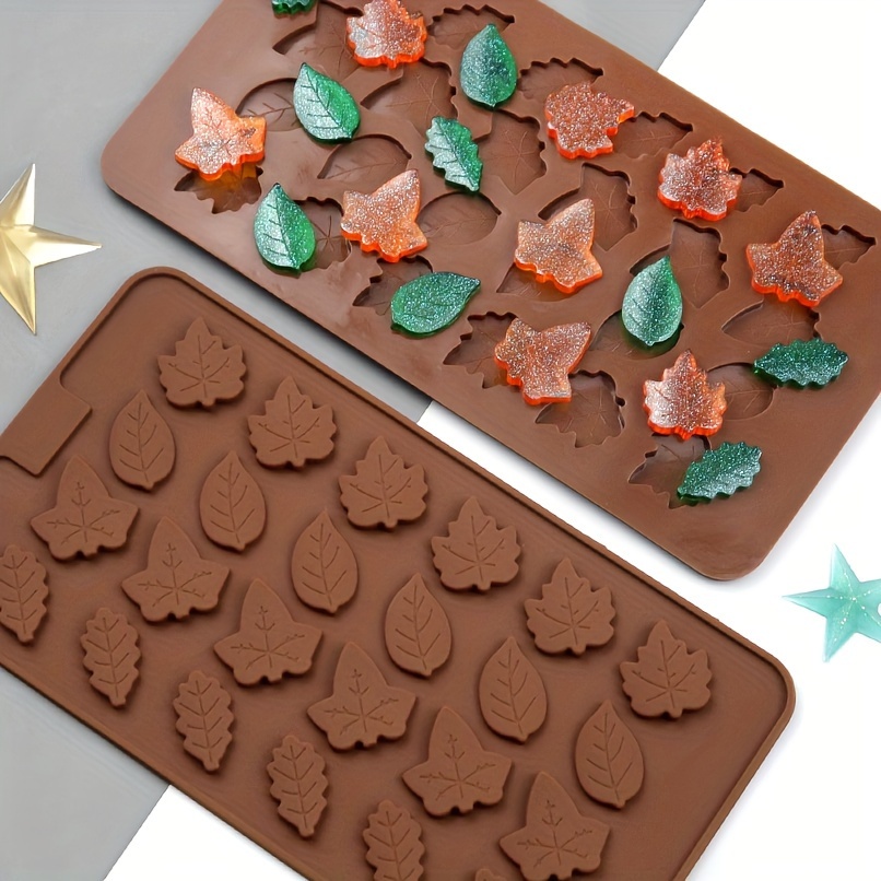 

24 Different Shapes Of Leaf Chocolate Molds, Fondant Molds, Fire Paint Wax Molds, Food Grade Silicone