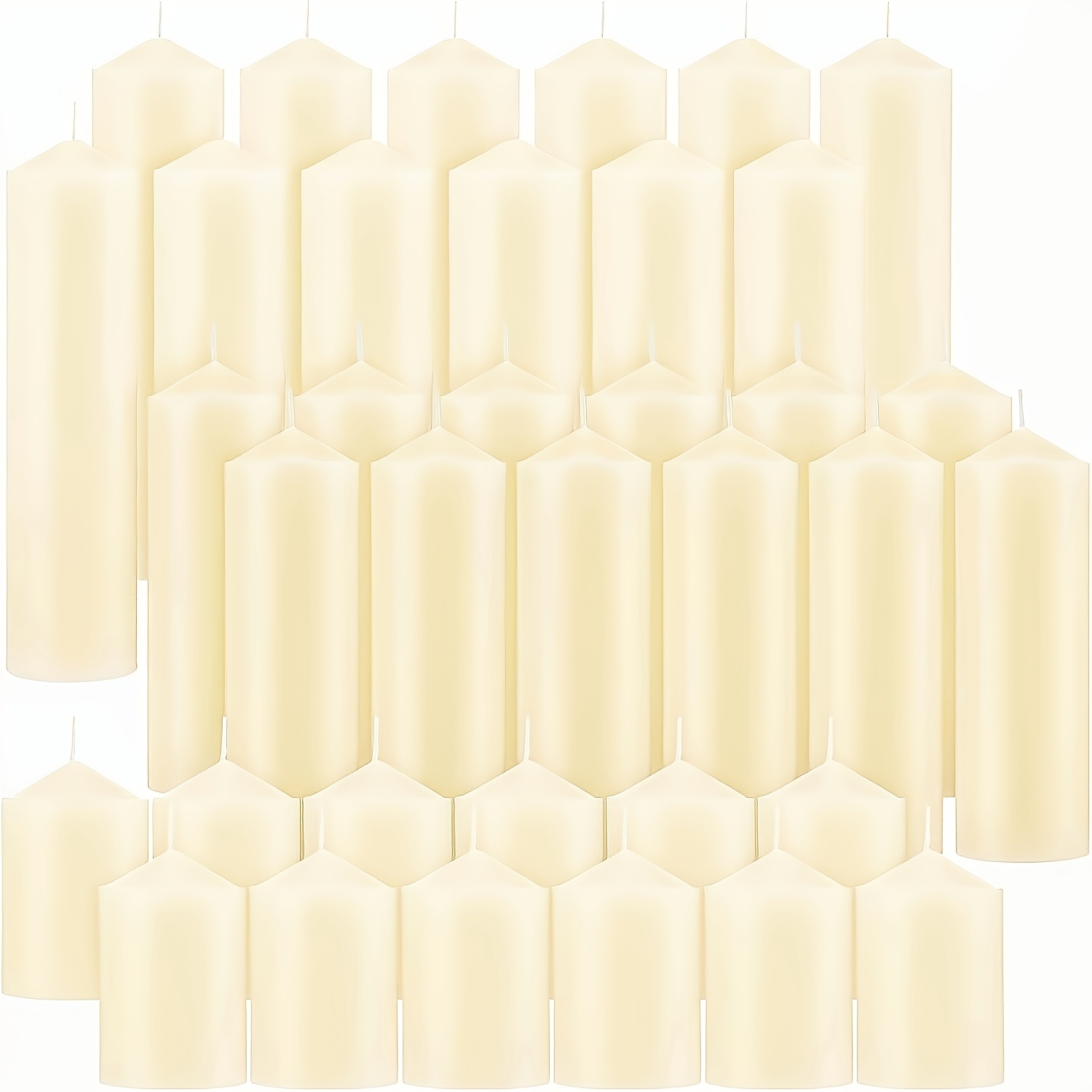 TEMU Halloween Christmas 36pcs Pillar Candles Set For Wedding, Assorted Sizes, Smokeless, Unscented & Wax, Romantic Tabletop Decorations For Dinner