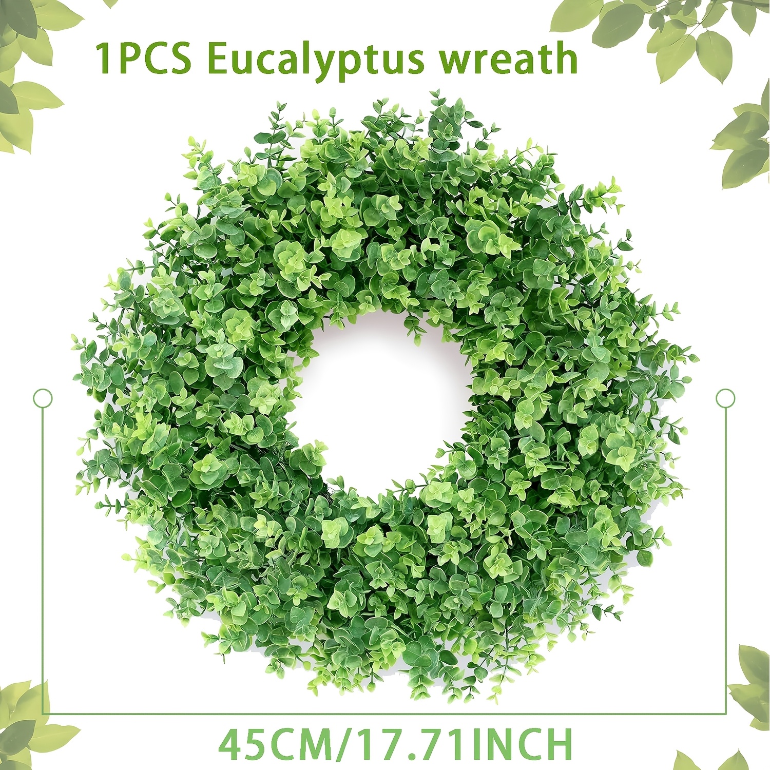 17 7in wreath for front door porch window large artificial boxwood leaves greenery outdoor wreath for home farmhouse decor spring summer fall green