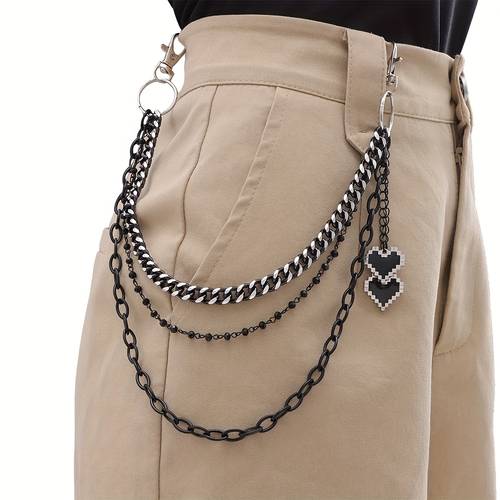 1 hip hop punk style heart pants chain multi functional casual pants skirt men and women all match additions