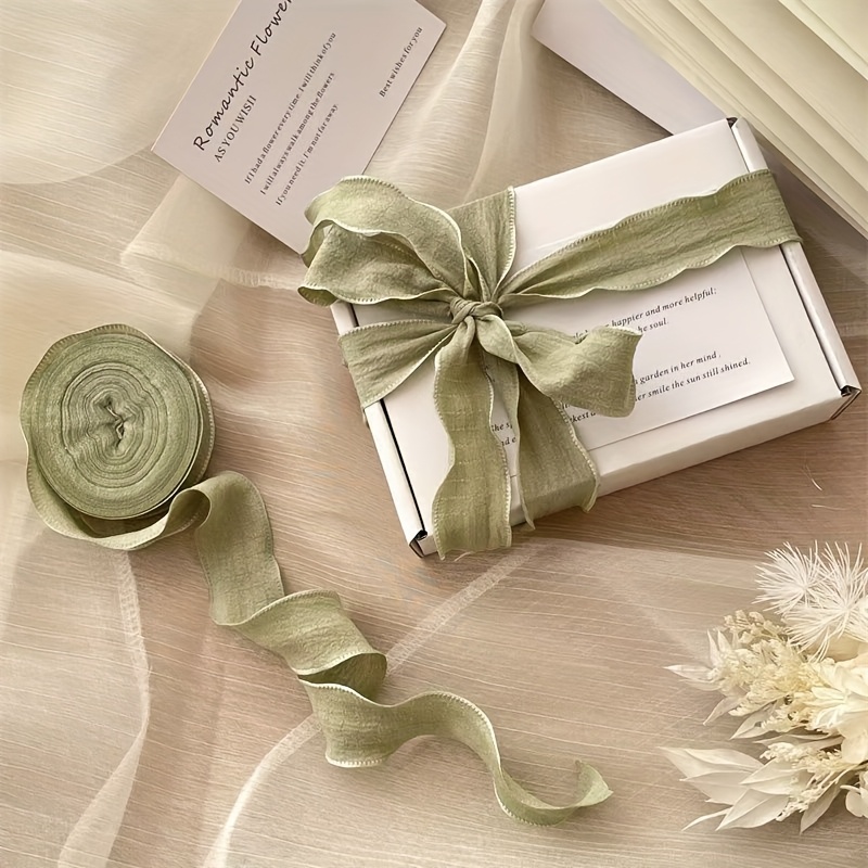 Length 3 Yards-width 2.5cm Wavy Ribbon Gift Bouquet Packaging Bow Clothing, Shoes, Hats And Headdress Decorative Belt- From, Rope, Thread, Belt, Lace, Cloth Technology, Christmas Halloween
