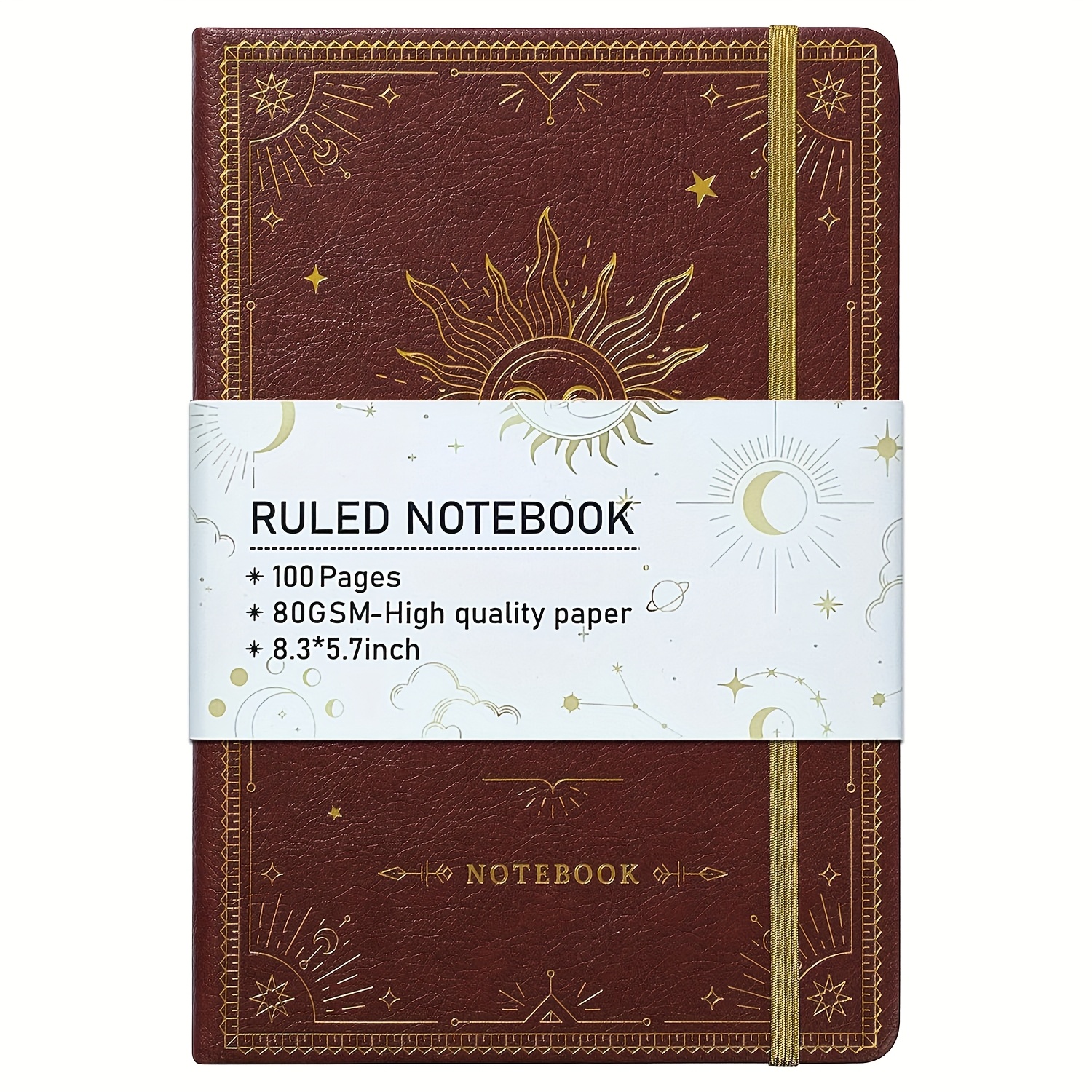 TEMU Lined Notebook/journal – Premium Thick Paper Faux Leather Classic Writing Notebook With Pocket + Divider Gift, Bound, Medium A5, 160 Pages, Hard