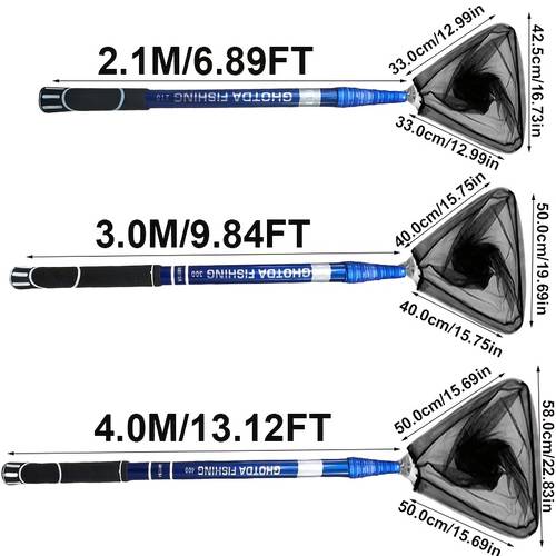 ultra light portable foldable cushion triangular folding login rubber coated mesh telescopic rod eva handle for fresh and salt water easy to fish fishing gear salt water fishing foldable design lightweight net sturdy construction ergonomic handle telescopic net fishing outdoor