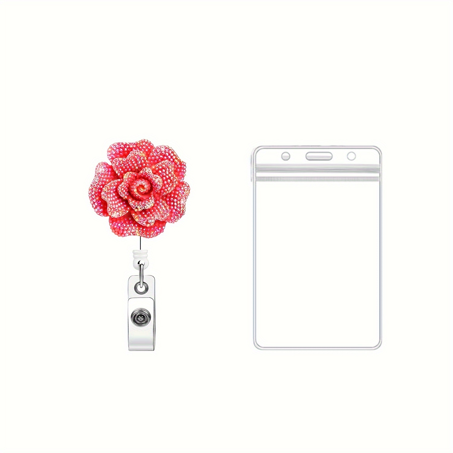 Retractable Badge Holder With Alligator Clip Flower Shaped AB