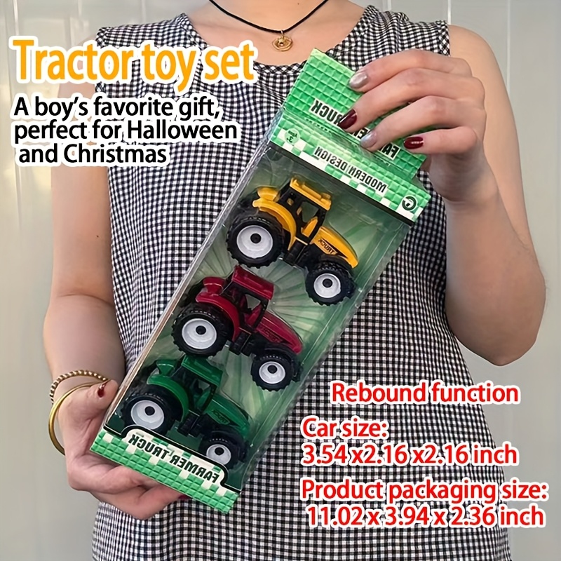 Image of Children's Toy Tractor Vehicle, Set Of Gift Box | With Rebound Function | Boys' Gift | Perfect For Christmas And Halloween