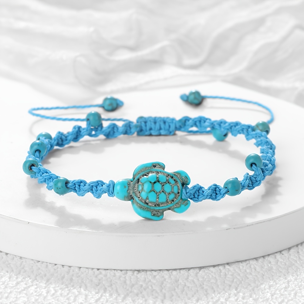 Friendship Sea Turtle Bracelet with Turquoise Beads