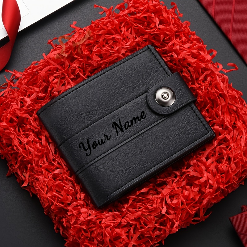 Customize a Men'S Wallet with Personalized Name Engraving, Featuring a Vintage Style with a Snap Button, Perfect As a Gift for Father'S Day, Valentine'S Day, Christmas, Anniversaries, Or Birthdays for Your Boyfriend, Husband, Or Dad