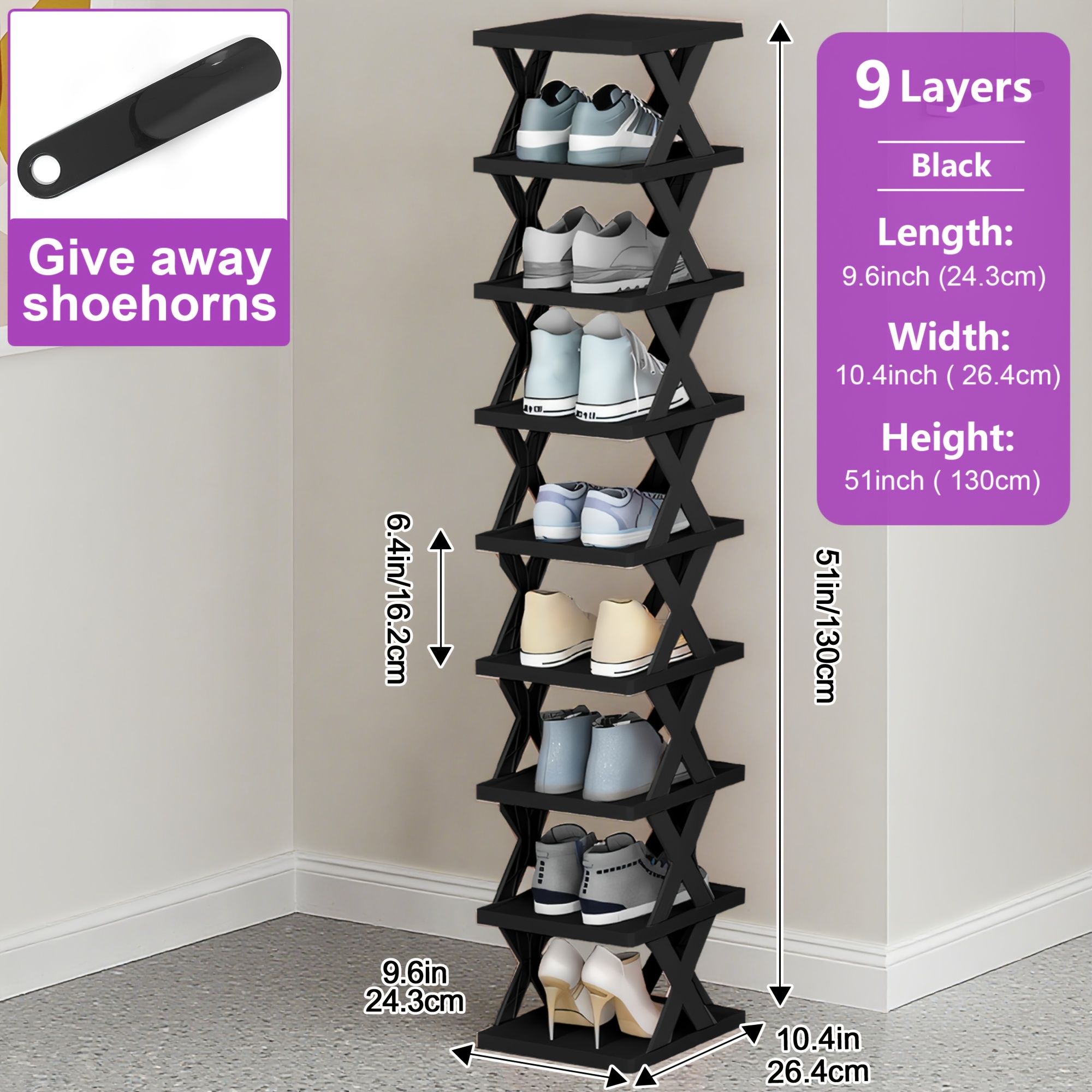 9 6 tier shoe rack space saving vertical shoe organizer for entryway bedroom hallway living room dorm stackable plastic shoe storage shelf easy assembly   multi color options