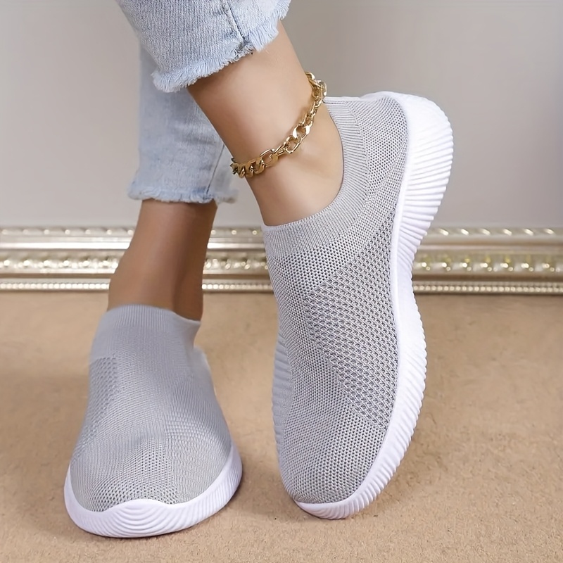 ženske lagane pletene patike - ultra-ležerne, ekstra prozračne sportske cipele, slip-on patike  -  konstrukcijom i udobnom ravnom petom - savršene za šetnje na otvorenom i opuštene prohodice 8