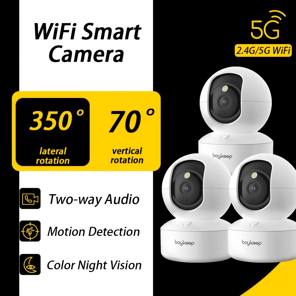 3pcs 1296p Camera With 2.4g/5g Wifi, , Audio, Color Night Vision, Pet/vehicle/package Detection