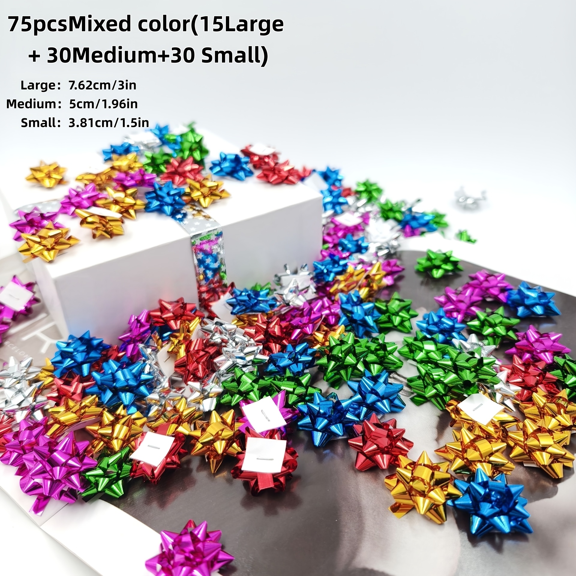 TEMU 25/50/75pcs Mixed Flower Decorations, Gift Wrapping & Party Ornaments. Set: Large 7.60cm/3in   Medium 5cm/2in   Small 3.8cm/1.5in. Ideal For