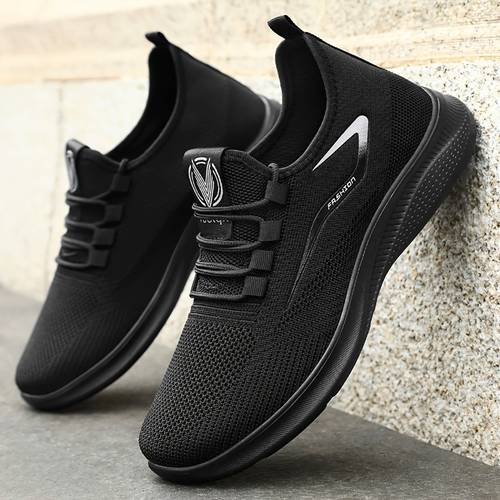 item picture mens breathable knit sneakers lightweight low shoes suitable for gym training road casual wear sole cushioning neutral arch athletic footwear for fitness everyday use