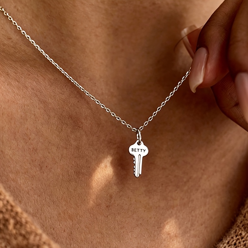 TEMU Custom Name Necklace -18k Gold Plated Stainless Pendant, Personalized Engraved Rectangle Charm, Hypoallergenic & Non-tarnish Delicate Chain