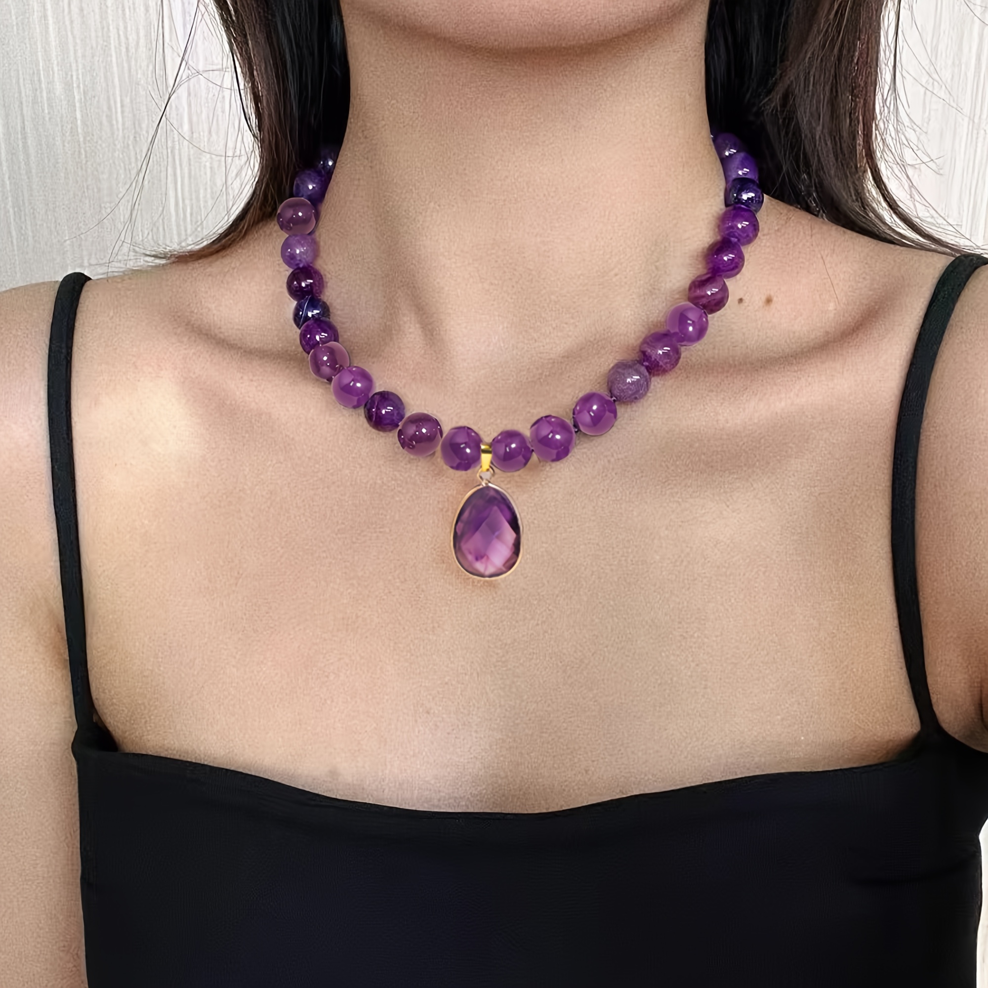 Stunning Elegant Purple Pendant Necklace, Daily Wear