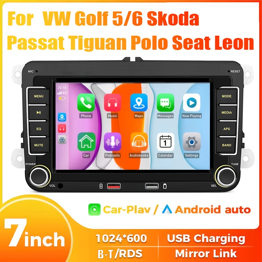 item picture double din car stereo for vw   golf mk5 mk6   t5       seat   cc and   featuring   and   auto a 7 inch ips     with   wireless