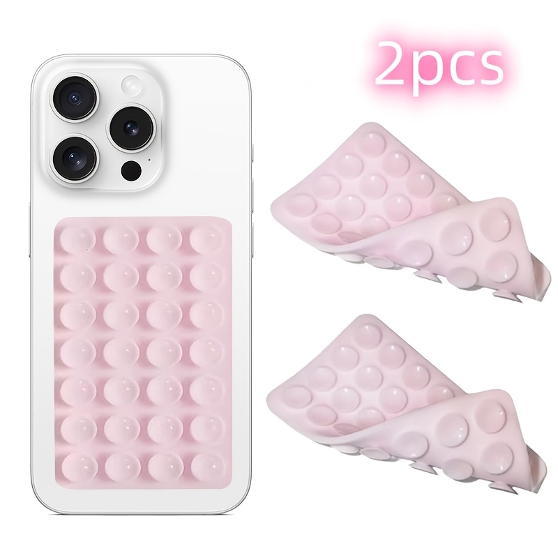 

1pc/2pcs, Silicone Double-sided Suction Cup Phone Case Removable Holder - , Reusable, Easy-to-clean, Holder For Selfies And Videos, Iphone And Compatible, 3.74 "x2.17" (, Black, White, Clear)