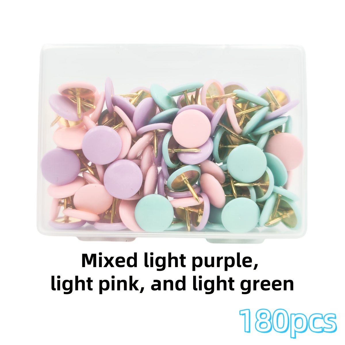 TEMU 60/100/180pcs Macaron-colored Cute Push Pins, Plastic-coated Thumbtacks With Plastic Storage Box, Suitable For Maps, Photo Walls, Felt Boards,