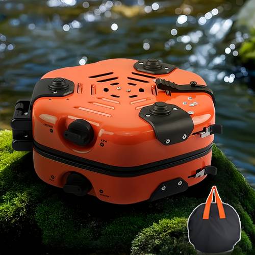 portable folding camping stove 2 burners working simultaneously carbon steel shell built in and flame adjustment suitable for outdoor camping hiking and exploration