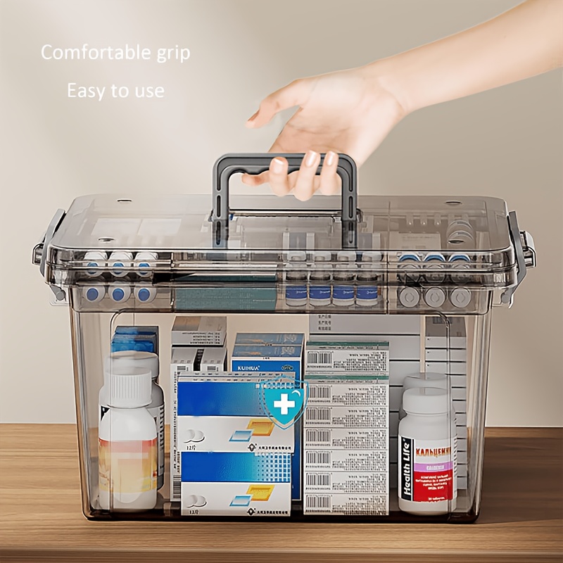 TEMU Medicine Storage Box With Handle And Lid, Large Capacity For Home Use, Easy To Find Medications