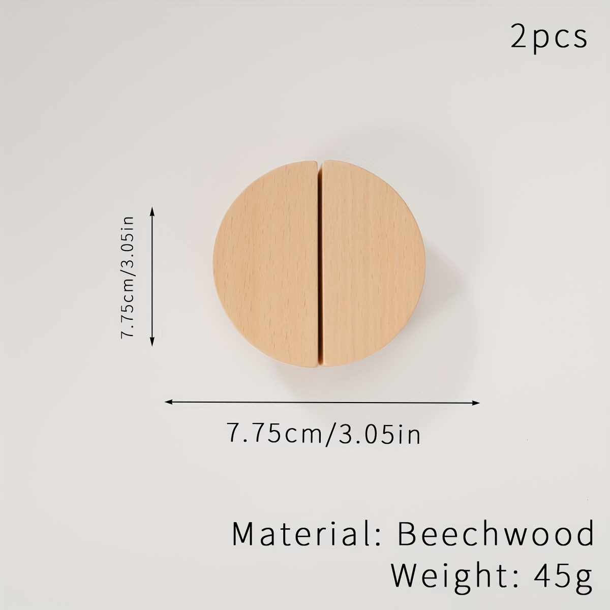 2pcs Wooden Semi-circular Drawer Pulls, Wardrobe Handles, Dresser Knobs
