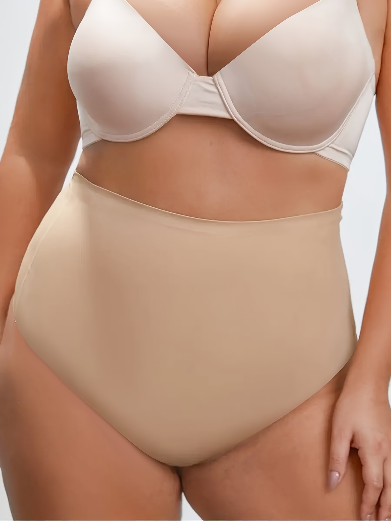 Plus Size Simple Panty Women's Plus Solid High Tummy - Temu Canada