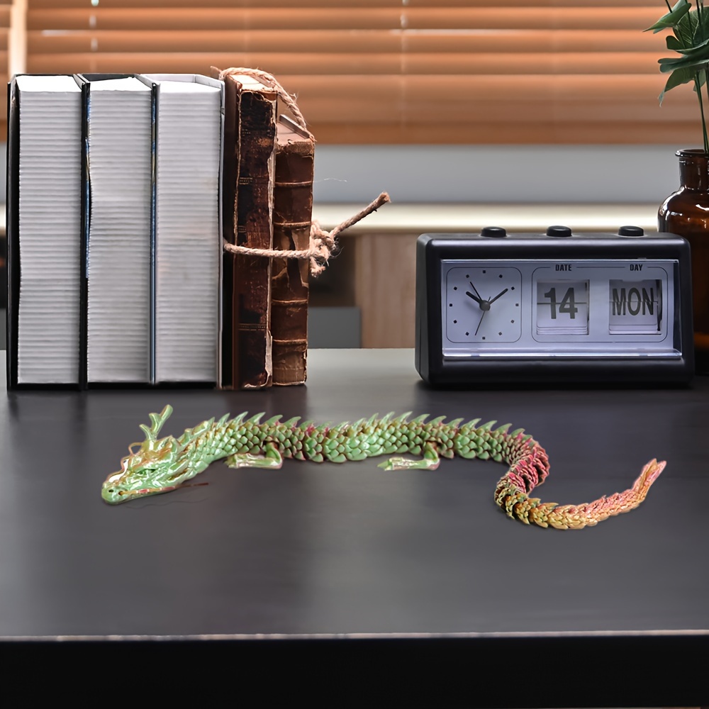 

Majestic 3d Printed Chinese Dragon Model - 18" Red & Multicolored, Movable Decorative Sculpture For Office And Home, Ideal Gift