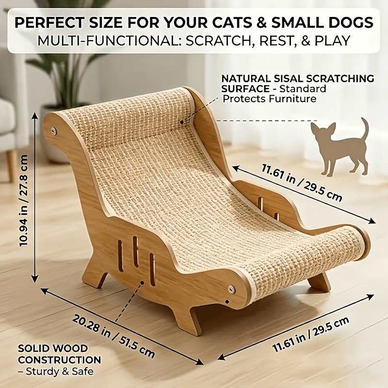 TEMU Durable Jute Rope And Insulated Cat Scratching Chair - , Scratch-resistant And Warm, Comfortable Sofa For Large Cats, High-quality For Large Cat