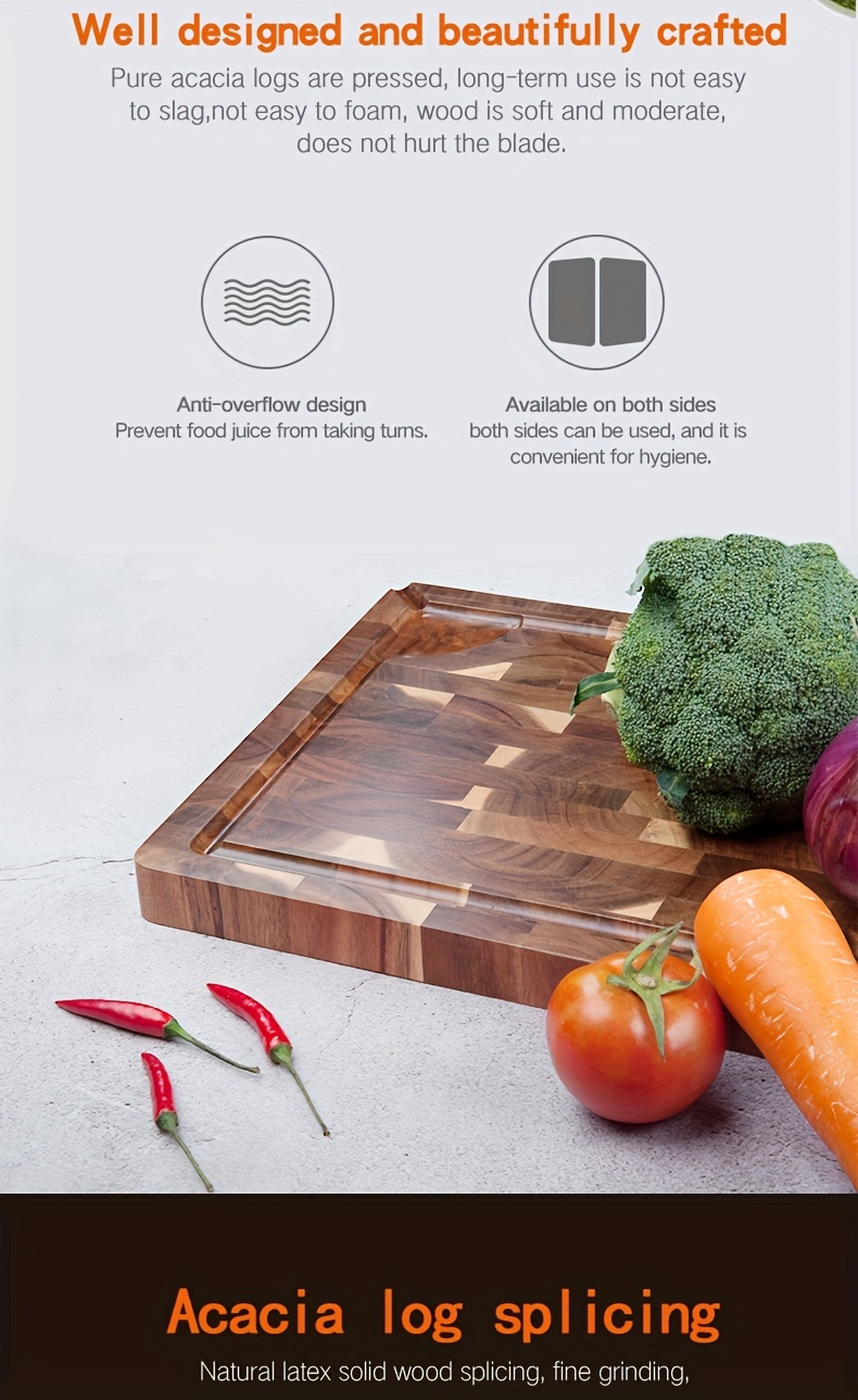 premium acacia wood cutting board with juice     mold resistant   kitchen   for fruits and vegetables details 1