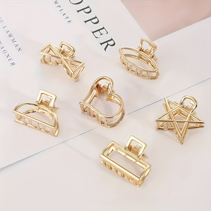 E-shop 6 Stück Süße Super Glänzende Herzförmige Metall Haarspangen, Haarverzierungen, Einfache High-End Freizeit Haarspangen, Styling-Verzierungen
