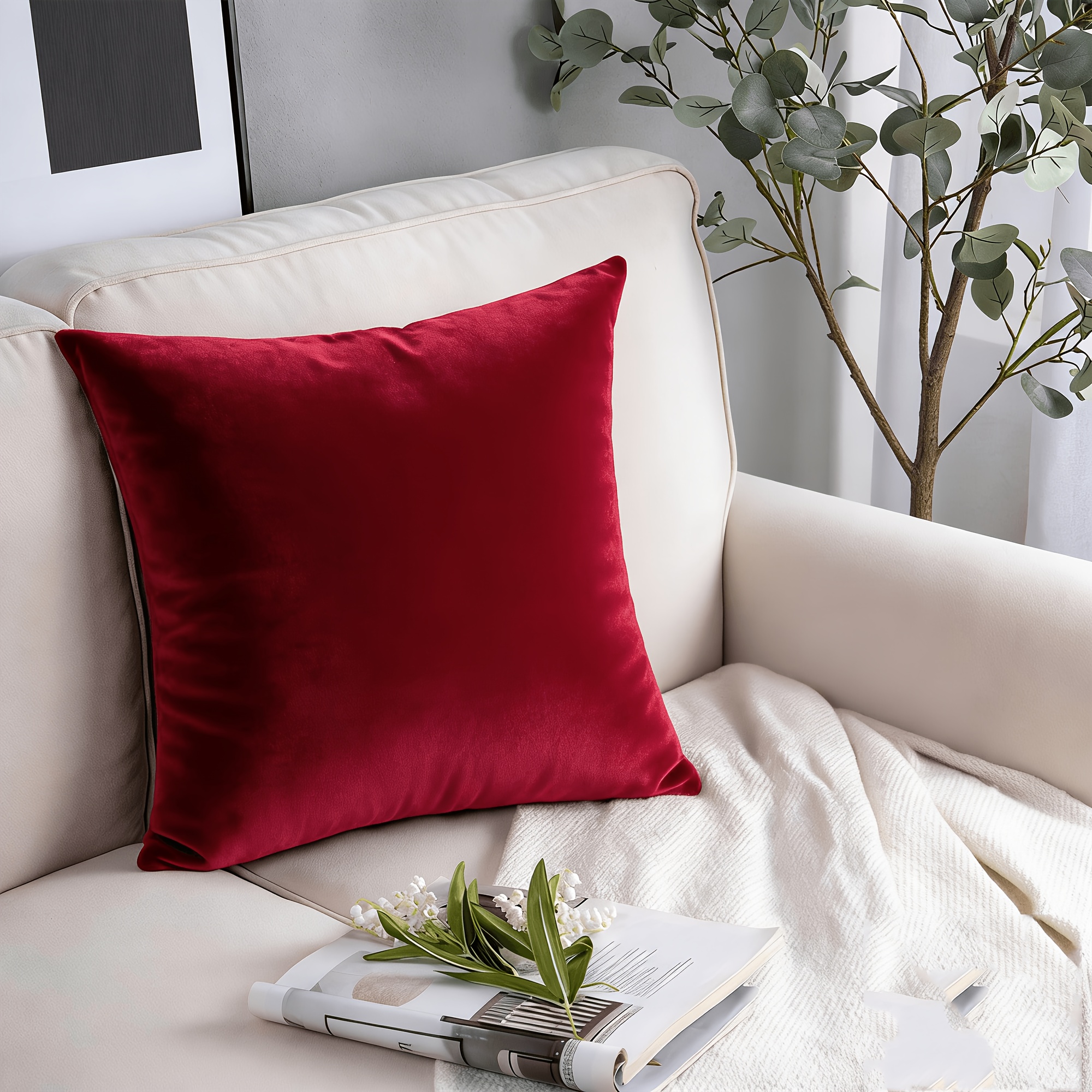 A Plain Cushion Cover Without Filling, Designed For Velvet Sofa Pillows, For Home Decoration