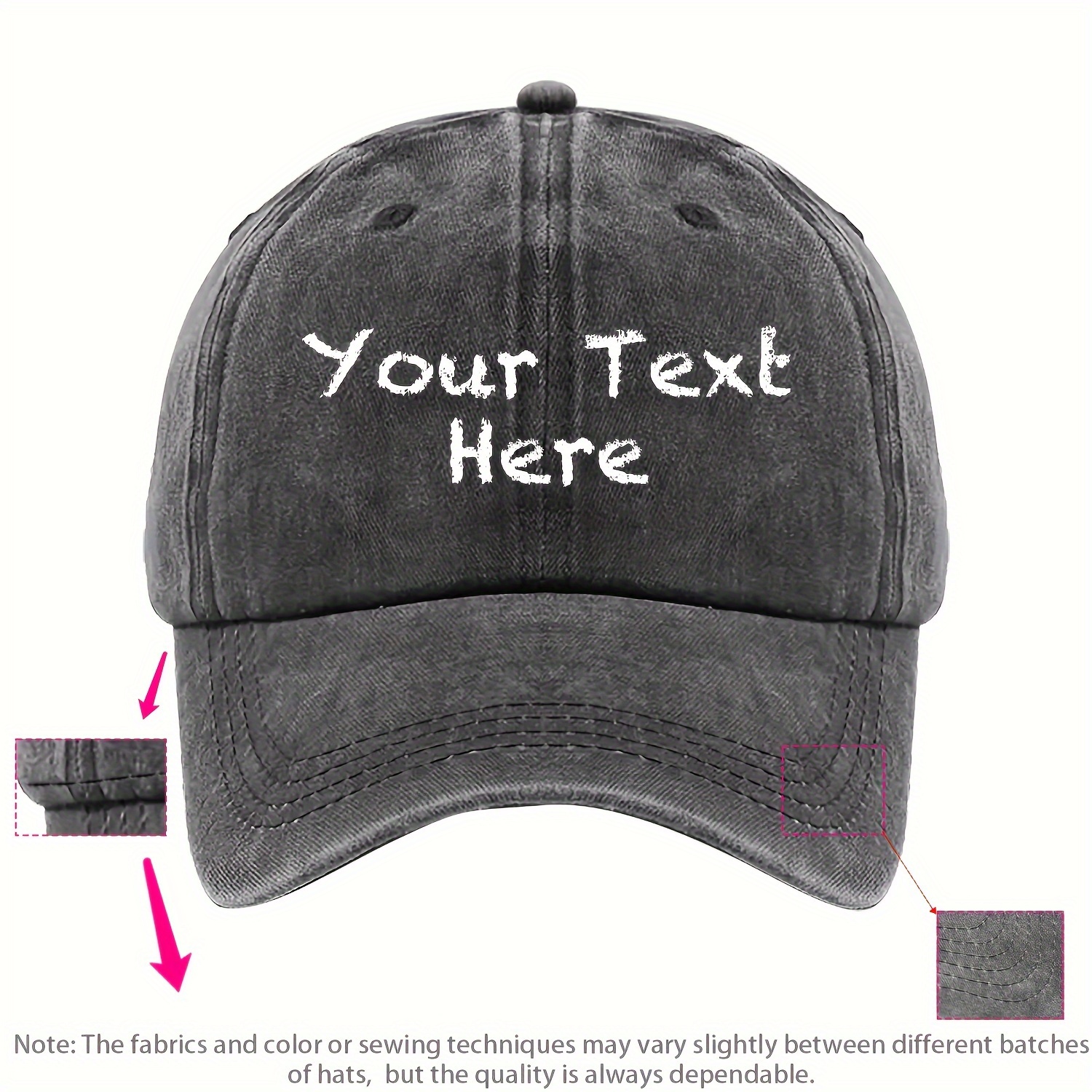 Custom Chalk-style Font, Washable Twill Baseball Cap With Customizable Text, Unisex