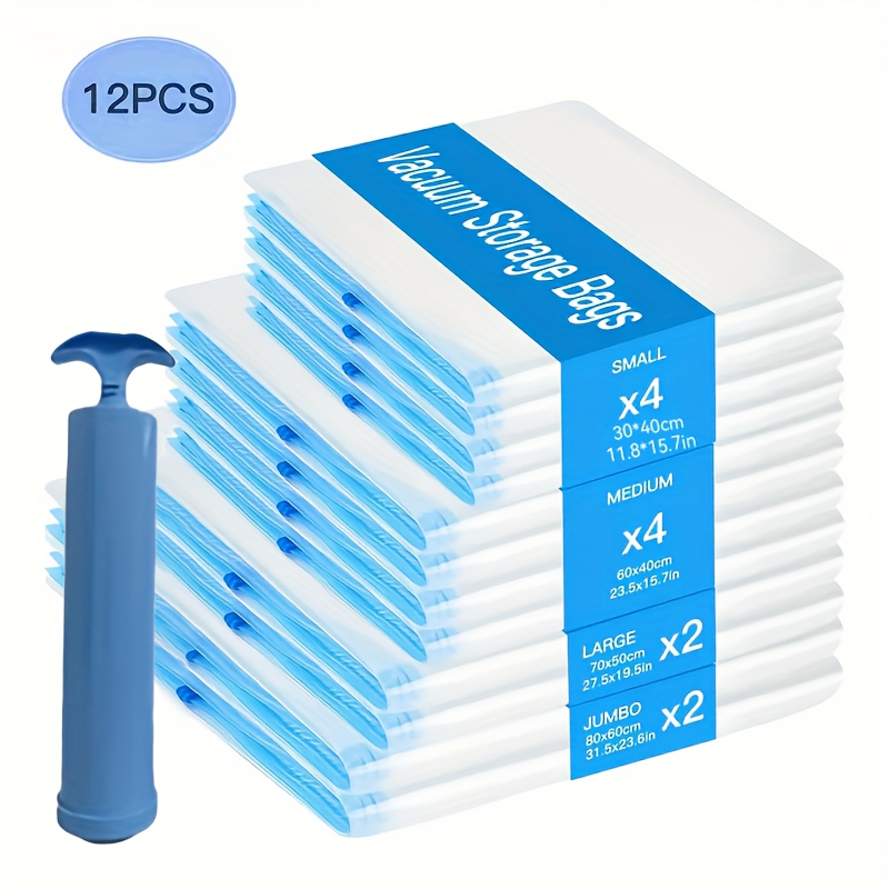 15-teiliges Vakuum-Aufbewahrungsbeutel-Set Mit Handpumpe – Platzsparend Für Kleidung, Bettdecken, Kissen (3 Jumbo/4 Groß/4 Mittel/4 Klein)