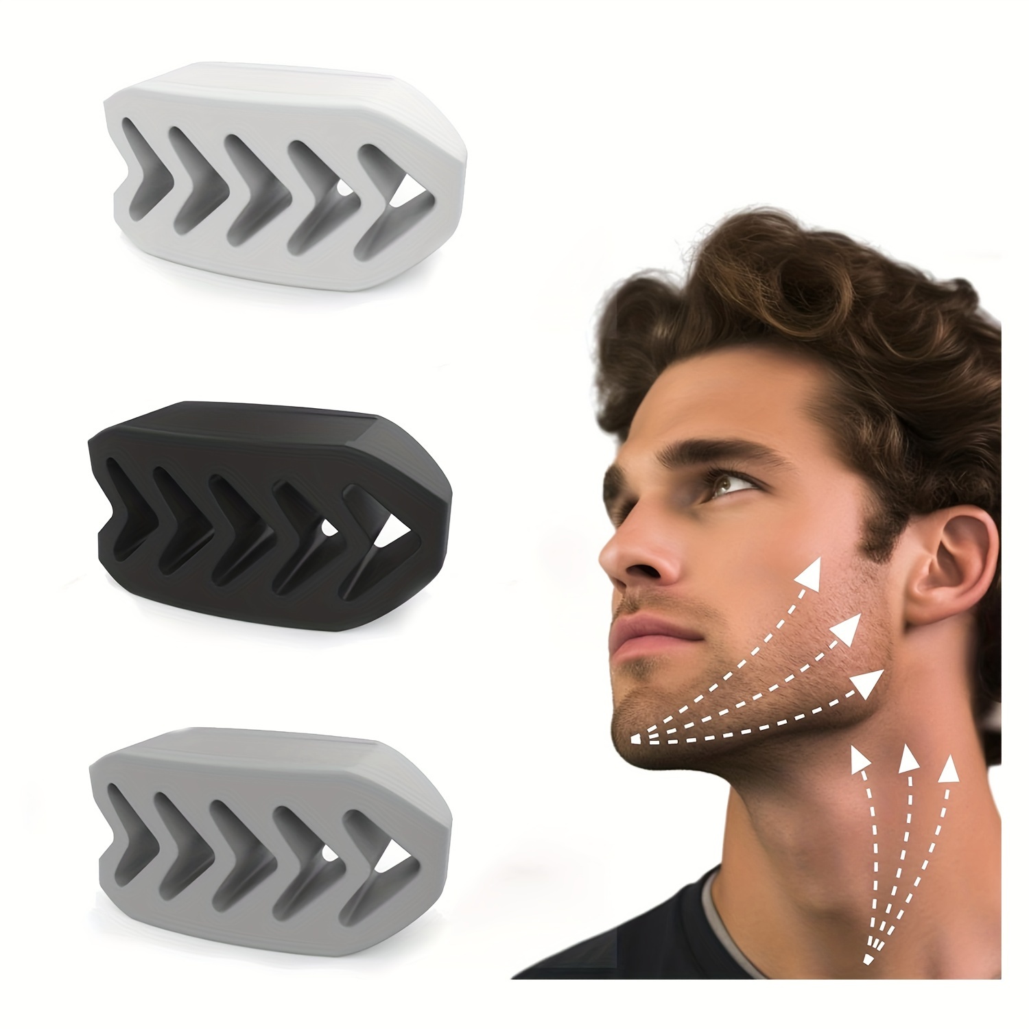 Bogoro Lot 3 Jaw Exerciser - Muscler La Mâchoire Silicone Alimentaire Homme Femme - Jawline Trainer 40-60 Lb