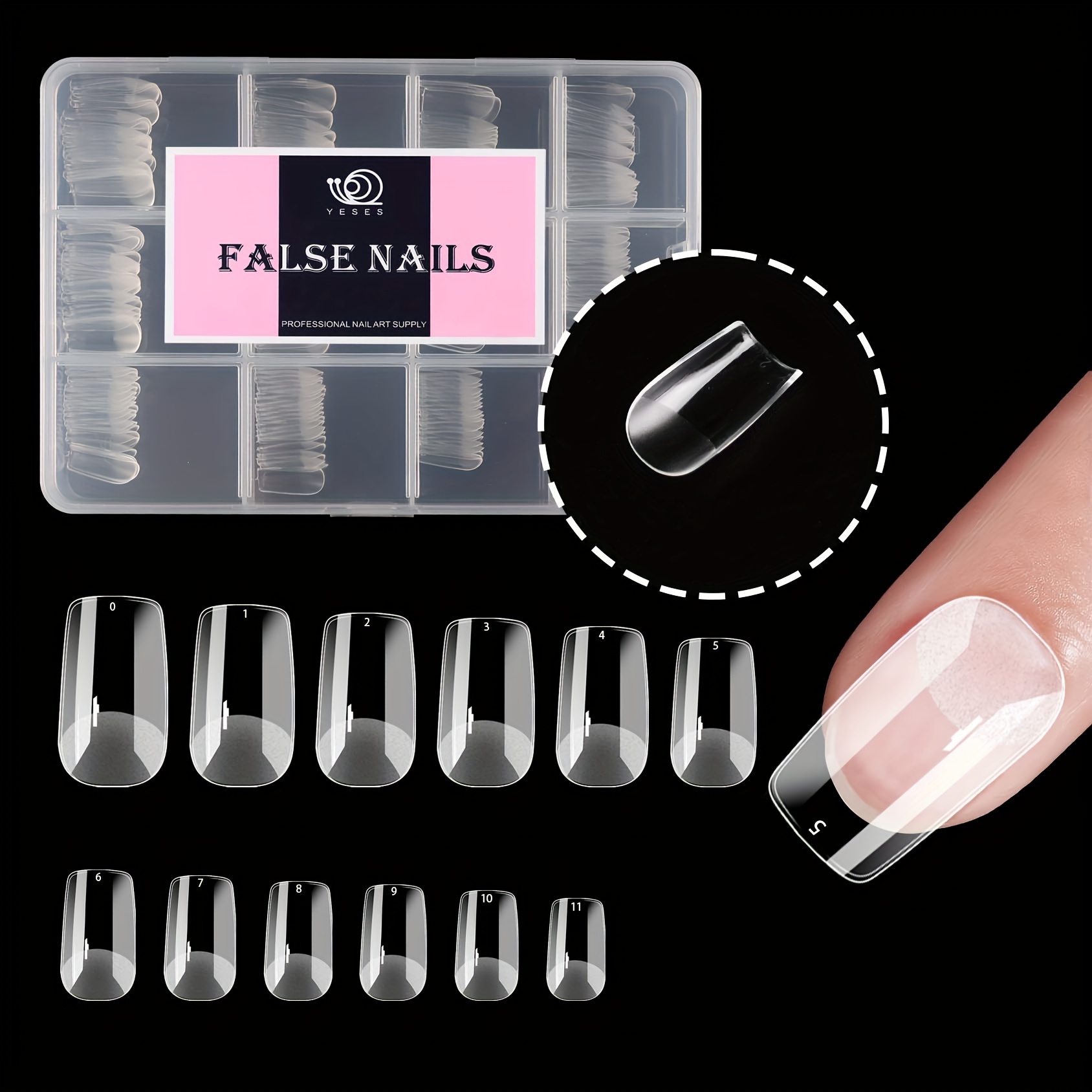 

288pcs Short Square Clear Press-on Nails - Half Cover, , Diy & Salon Use, Transparent False Nail Tips For Easy Customization, Nail Accessories, Yes