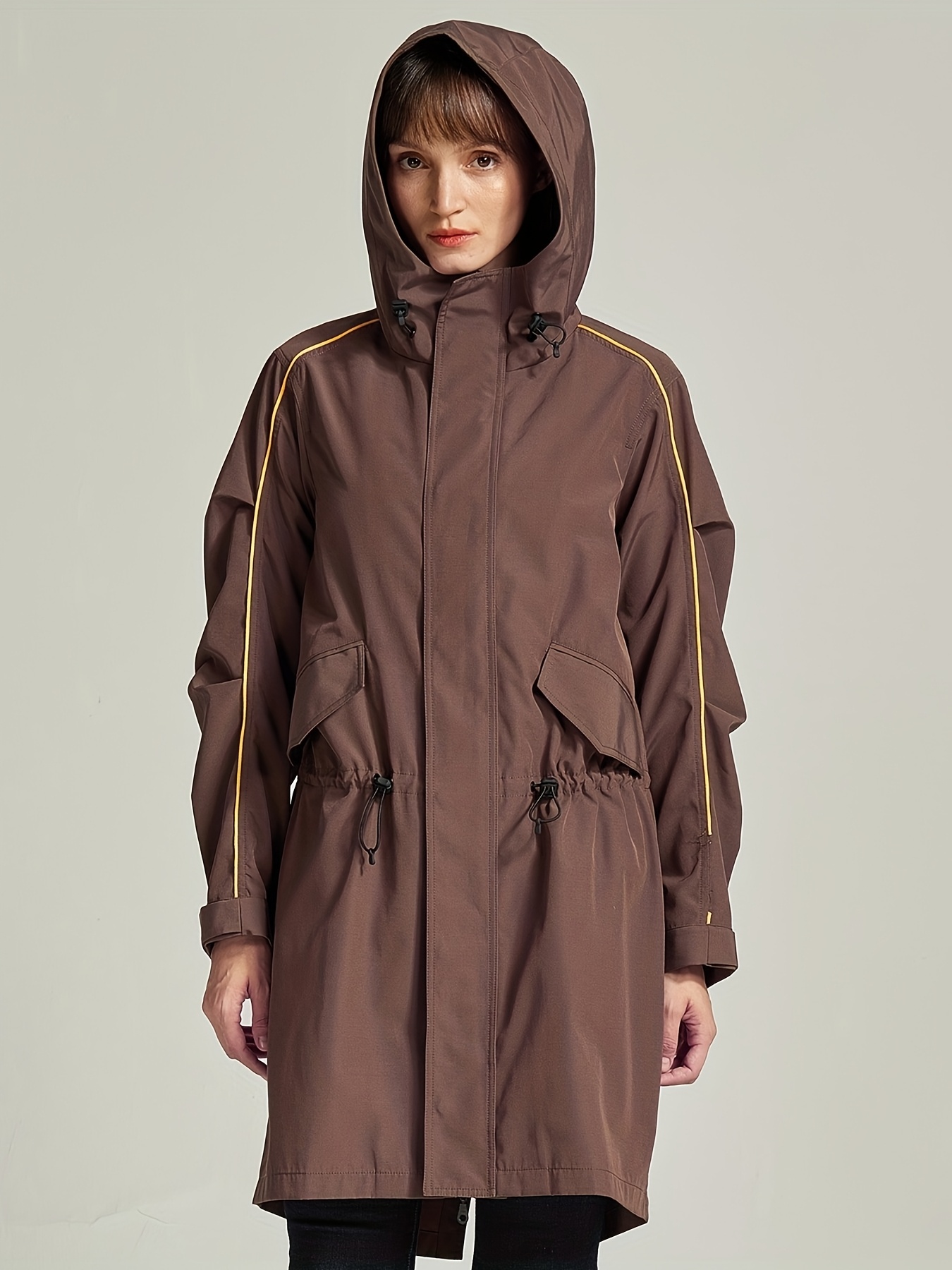    23092K Women S Lightweight Windproof Hooded Jacket - Long Sleeve Casual Outdoor Coat with Pockets, Zipper Front & Ribbed Cuffs for Spring/Fall Hiking, Fishing, Weekend  ,  , Seasonal Layering Piece, Sporty Design, Durable Fabric,   Style,   Accessory