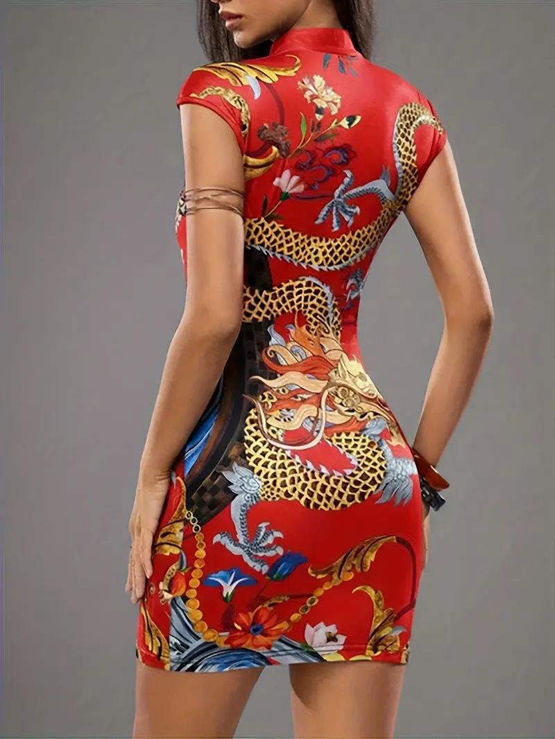 chinese print mini dress Joyce Chinese Jacquard Mini Dress