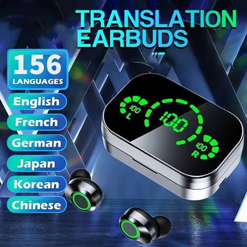 2026 new wireless earphones supporting 156 languages intelligent translation earphones digital battery display sports gaming music earphones for
