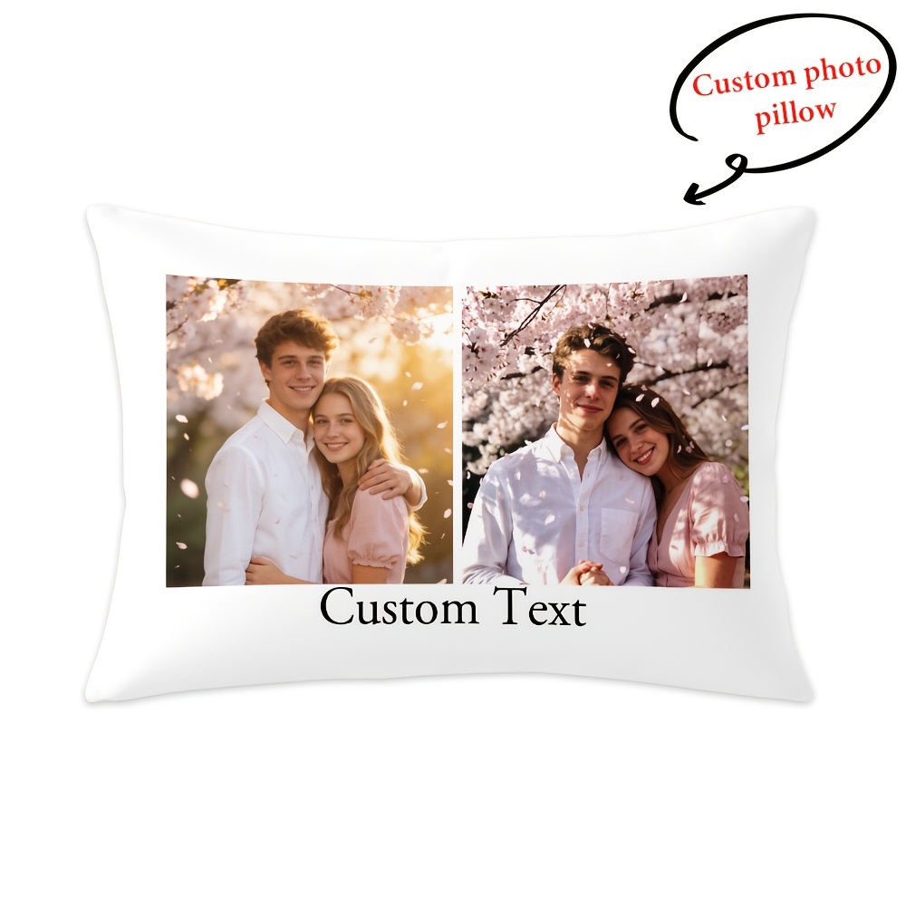 TEMU 1 pièce Taie d'oreiller personnalisée avec impression photo, Taille 50*30cm, Taie d'oreiller , Cadeau , Cadeau de Noël, Cadeau de des Mères,
