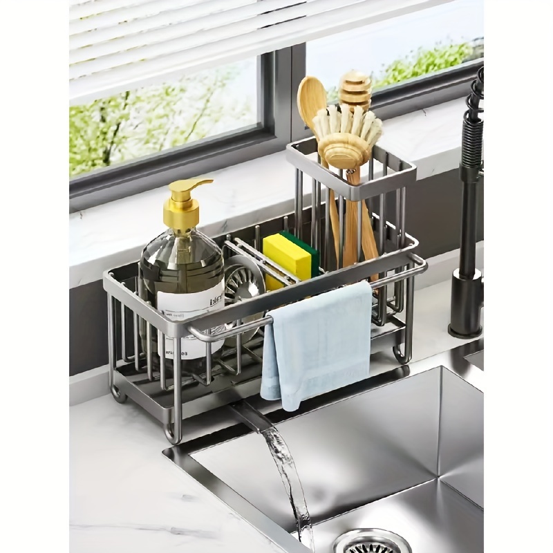 

1 Drain Rack Kitchen Shelf Sink Sink Rag Basket Countertop Faucet Sponge Dish Soap Dishwashing Rack Kitchen Storage Rack, Order 2 And Free