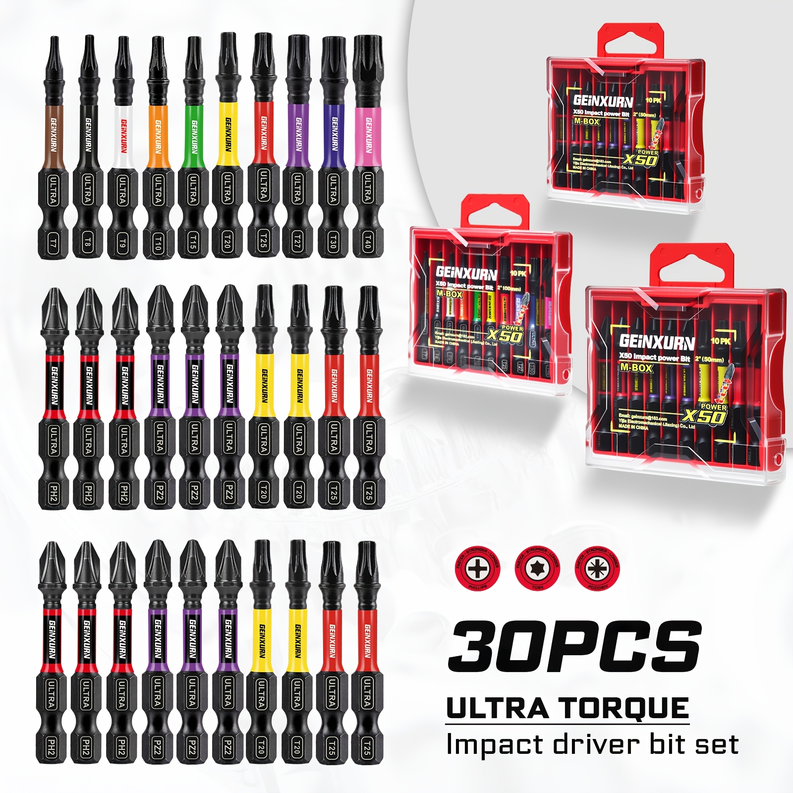 30pcs Impact Driver Bits Set With Safety Storage Case, , Perfect For Auto Repair And – Ideal Father's Day Gift, Best Tool Gift For Men