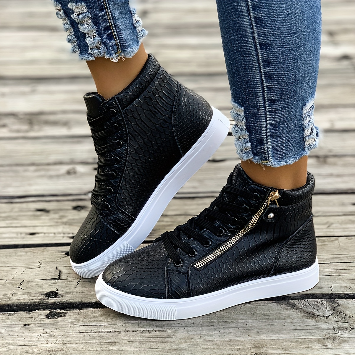 Schuhe Hohe Plateauschuhe Damen Trendige Damen Sneaker In