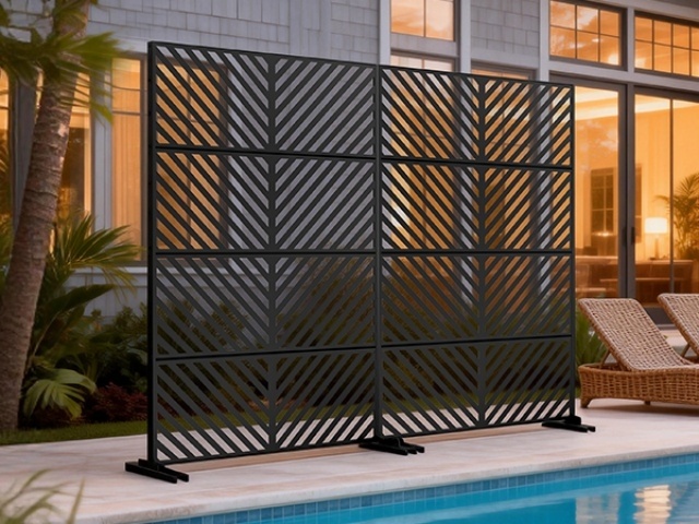 Outdoor Privacy Screen | Freestanding Rustproof Iron Fence Panel For Patio, Garden, Balcony, Ac Unit Cover, Trash Can, Modern Decorative Divider By Mophoto