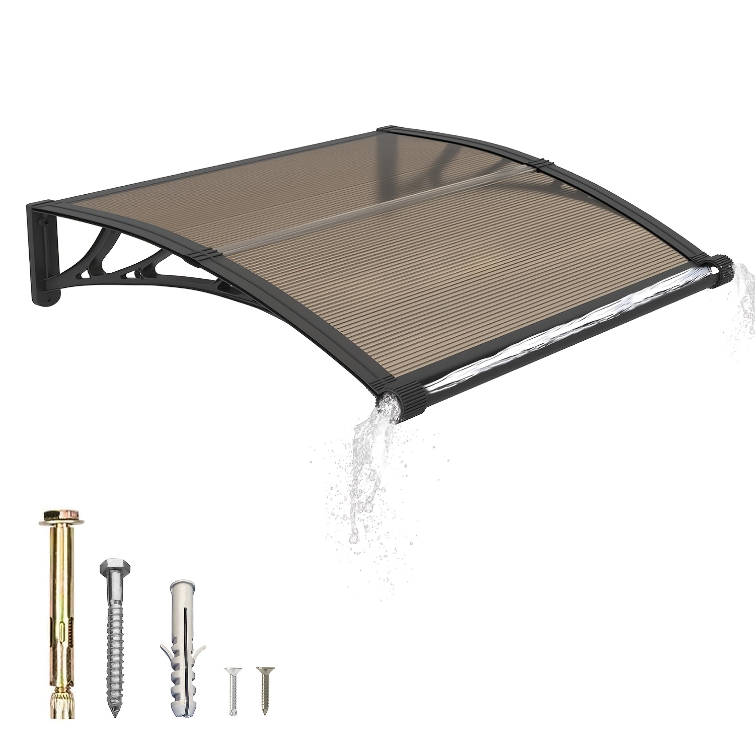 Image of 120cm X 80cm Window Awning Door Canopy With Large Drainage Gutter Polycarbonate Hollow Sheet Awning Patio Door Uv Rain Snow Toldo Para Patio Awnings