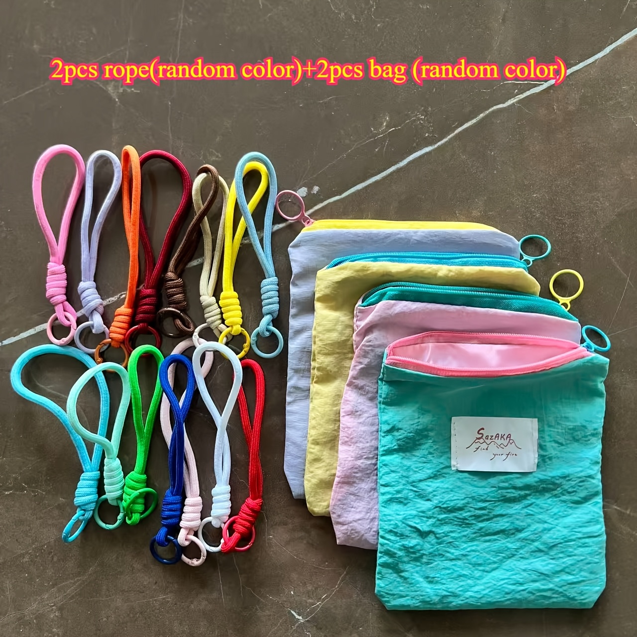 TEMU Set da 4 pezzi: 2 corde + 2 borse (colori casuali) - Borsa portaoggetti, Borsa per trucco, Porta rossetto , Porta assorbenti, Borsa da viaggio,