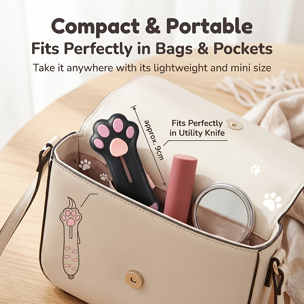 2pcs set 1 cute cat paw retractable box cutter 1 lanyard portable pocket opener anti slip handle for household package cutting crafting back to desktop accessories Product details 5