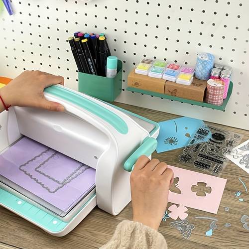 item picture a hand operated embossing machine set hand operated carbon steel embossing die cutting machine embossing cutting knife die machine a golden craft tool 6 inches in for making invitations birthday cards and greeting cards