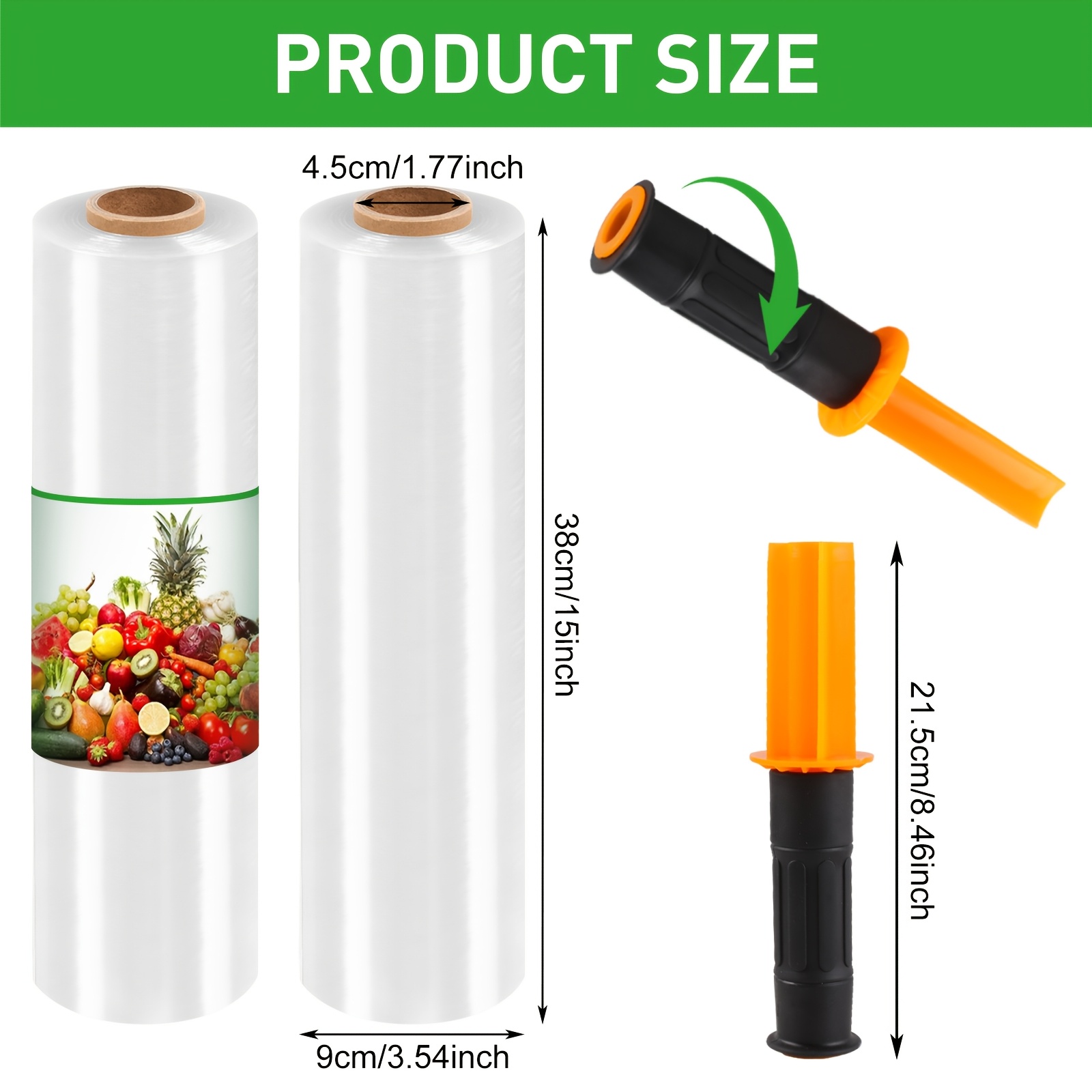 2 4 rolls clear industrial stretch wrap with hand grips 15 inch   feet stretch wrap roll 60 gauge plastic stretch film for pallet reinforcement warehouse stacked goods furniture appliance packaging dustproof transport protection